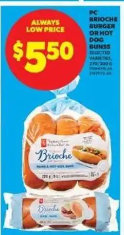 Real Canadian Superstore PC Brioche Burger or Hot Dog Buns offer