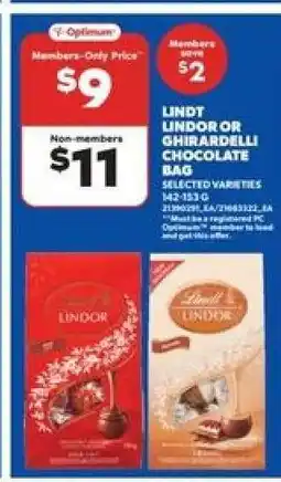 Real Canadian Superstore Lindt Lindor or Ghirardelli Chocolate Bag offer
