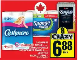 Food Basics Cashmere Bathroom Tissue, Sponge Towels Ultra Paper Towels, Scotties Facial Tissue offer