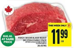 Food Basics Fresh Inside Blade Roast or Steak Family Pack offer
