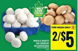Food Basics WHOLE WHITE OR CREMINI MUSHROOMS offer
