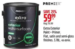 Canadian Tire Extra Exterior Paint + Primer. Flat, satin and semi-gloss finishes offer
