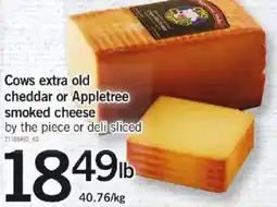 Loblaws Cows extra old cheddar or Appletree smoked cheese offer