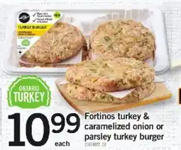 Loblaws Fortinos turkey & caramelized onion or parsley turkey burger offer