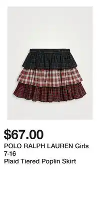 Holt Renfrew POLO RALPH LAUREN Girls 7-16 Plaid Tiered Poplin Skirt offer