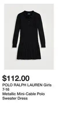Holt Renfrew POLO RALPH LAUREN Girls 7-16 Metallic Mini-Cable Polo Sweater Dress offer