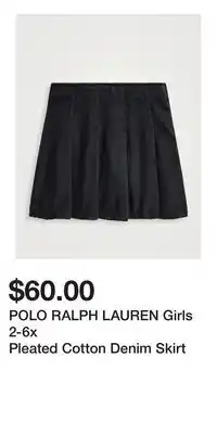 Holt Renfrew POLO RALPH LAUREN Girls 2-6x Pleated Cotton Denim Skirt offer