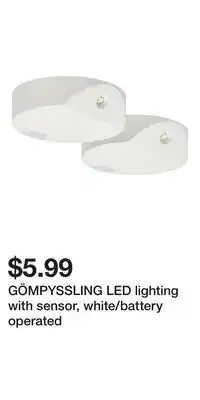 IKEA GÖMPYSSLING LED lighting with sensor, white/battery operated offer