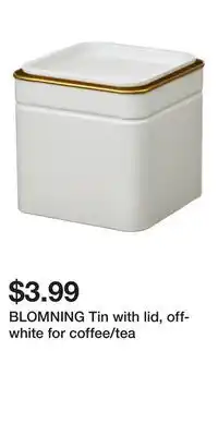 IKEA BLOMNING Tin with lid, off-white for coffee/tea offer