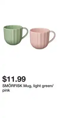 IKEA SMÖRFISK Mug, light green/pink offer
