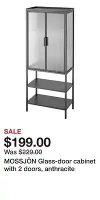 IKEA MOSSJÖN Glass-door cabinet with 2 doors, anthracite offer