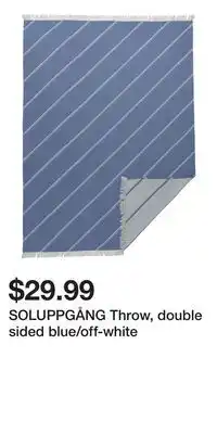 IKEA SOLUPPGÅNG Throw, double sided blue/off-white offer