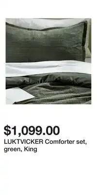 IKEA LUKTVICKER Comforter set, green, King offer
