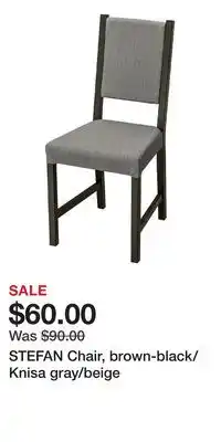 IKEA STEFAN Chair, brown-black/Knisa gray/beige offer