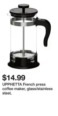 IKEA UPPHETTA French press coffee maker, glass/stainless steel offer