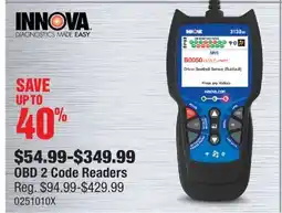 PartSource INNOVA OBD 2 Code Readers offer
