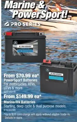 PartSource PowerSport Batteries or Marine/RV Batteries offer