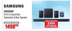 2001 Audio Video HWQ990F 11.1.4 ch Sound Bar Subwoofer & Rear Speaker offer