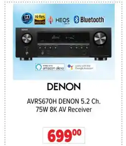 2001 Audio Video AVRS670H DENON 5.2 Ch. 75W 8K AV Receiver offer