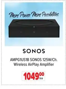 2001 Audio Video AMPG1US1B SONOS 125W/Ch. Wireless AirPlay Amplifier offer