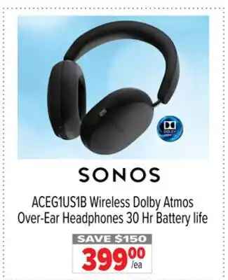 2001 Audio Video ACEG1US1B Wireless Dolby Atmos Over-Ear Headphones 30 Hr Battery life offer
