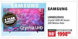 2001 Audio Video UN98DU9000 SAMSUNG 98 Crystal UHD 4K Smart - 200 Motion Rate offer