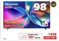 Visions Electronics Hisense 98 QLED NATIVE 144Hz PANEL QD5N 4K Smart TV offer
