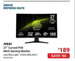 Visions Electronics MSI 27 Curved FHD MAG Gaming Monitor offer
