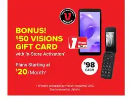 Visions Electronics BONUS! $50 VISIONS GIFT CARD with In-Store Activation offer