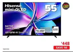 Visions Electronics Hisense 55 mini-QLED NATIVE 144Hz PANEL QD7QFM 4K Smart TV offer