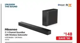 Visions Electronics 2.1-Channel Soundbar with Wireless Subwoofer offer
