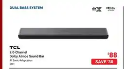Visions Electronics TCL 2.0-Channel Dolby Atmos Sound Bar offer
