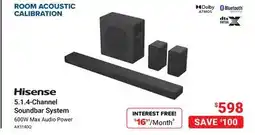 Visions Electronics Hisense 5.1.4-Channel Soundbar System 600W Max Audio Power offer