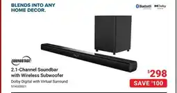 Visions Electronics SOUNDSTAGE 2.1-Channel Soundbar with Wireless Subwoofer offer