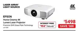 Visions Electronics EPSON Home Cinema 4K Lumen Laser Projector offer
