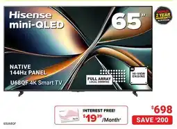 Visions Electronics Hisense 65 mini-QLED NATIVE 144Hz PANEL offer