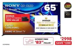 Visions Electronics SONY QD-OLED NATIVE 120Hz PANEL X80M2 4K Smart TV offer