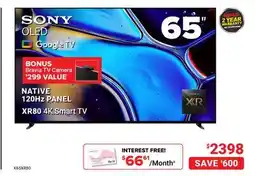 Visions Electronics SONY 65 OLED NATIVE 120Hz PANEL XR80 4K Smart TV offer