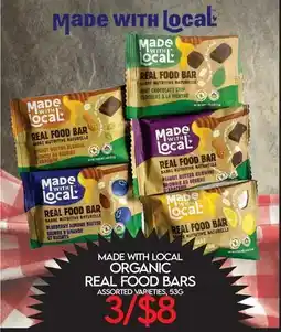 Fiesta Farms MADE WITH LOCAL ORGANIC REAL FOOD BARS offer