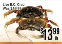 Nations Fresh Foods Live B.C. Crab offer
