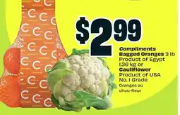 FreshCo Compliments bagged oranges or cauliflower offer