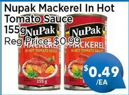 Blue Sky Supermarket Nupak Mackerel In Hot Tomato Sauce offer