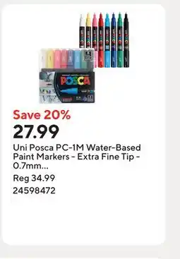 Staples Uni Posca PC-1M Water-Based Paint Markers - Extra Fine Tip - 0.7mm - Assorted Colours offer