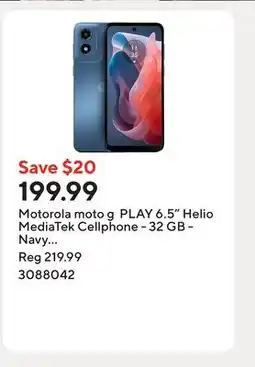 Staples Motorola moto g PLAY 6.5 Helio MediaTek Cellphone - 32 GB - Navy Blue - Unlocked offer