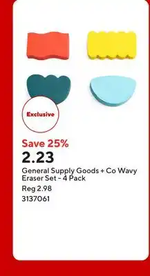 Staples General Supply Goods + Co Wavy Eraser Set - 4 Pack offer