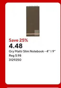 Staples Gry Mattr Slim Notebook - 4 ◊ 9 offer
