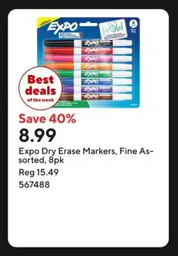 Staples Expo Dry Erase Markers, Fine Assorted offer