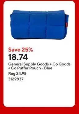 Staples General Supply Goods + Co Goods + Co Puffer Pouch - Blue offer