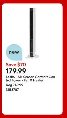 Staples Lasko - All-Season Comfort Control Tower - Fan & Heater offer