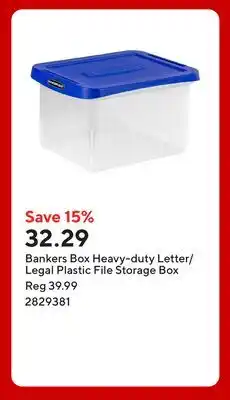 Staples Bankers Box Heavy-duty Letter/Legal Plastic File Storage Box offer